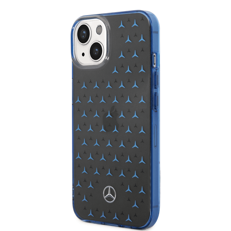 Mercedes-Benz Double Layer PC/TPU Case with Large Star Pattern iPhone 14 Compatibility - Black / Blue