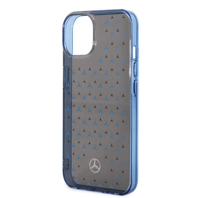 Mercedes-Benz Double Layer PC/TPU Case with Large Star Pattern iPhone 14 Compatibility - Black / Blue