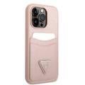 Guess PU Saffiano Case with Double Cardslot & Metal Triangle Logo iPhone 14 Pro Compatibility - Pink
