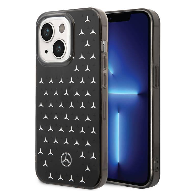 Mercedes-Benz Double Layer PC/TPU Case with Large Star Pattern iPhone 14 Plus Compatibility - Black / Silver