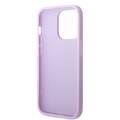 Guess PU Leather Saffiano Case with Metal Logo & Hot Stamp Stripes iPhone 14 Pro Max Compatibility - Purple