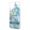 Guess Liquid Glitter Case with Flower Pattern Extra Shine Smooth Touch Feel iPhone 14 Compatibility - Green