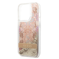 Guess Liquid Glitter Case with Flower Pattern Extra Shine Smooth Touch Feel iPhone 14 Pro Max Compatibility - Gold
