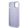 Guess Liquid Silicone Case with PC Camera Outline & Script Metal Logo New iPhone 14 Compatibility - Purple
