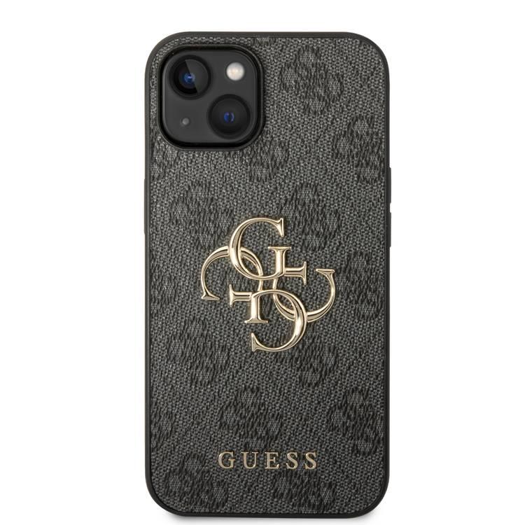Guess PU Leather 4G Classic and Stylish Case with Big Metal Logo iPhone 14 Plus Compatibility - Grey