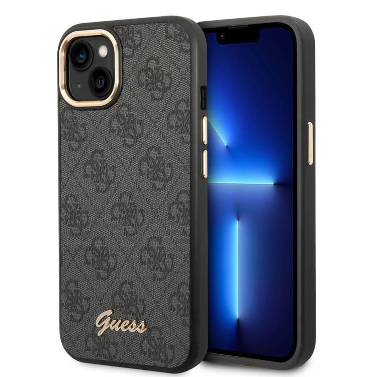 Guess PC/TPU 4G PU Case with Metal Camera Outline & Buttons iPhone 14 Compatibility - Black