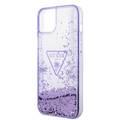 Guess Liquid Glitter Case with Translucent Triangle Logo, Extra Shine iPhone 14 Plus Compatibility - Purple