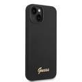 Guess Liquid Silicone Case with PC Camera Outline & Script Metal Logo New iPhone 14 Plus Compatibility - Black