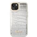 Guess PU Croco Case with Metal Camera Outline, Latest Design iPhone 14 Plus Compatibility - Silver