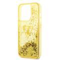 Guess Liquid Glitter Case with Translucent Triangle Logo, Extra Shine iPhone 14 Pro Compatibility - Yellow