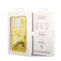 Guess Liquid Glitter Case with Translucent Triangle Logo, Extra Shine iPhone 14 Pro Compatibility - Yellow