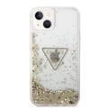 Guess Liquid Glitter Case with Translucent Triangle Logo, Dual Protective Shield iPhone 14 Plus Compatibility - Smoke Transparent