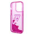 Guess Liquid Glitter Case with Translucent Triangle Logo, Extra Shine iPhone 14 Pro Compatibility - Pink