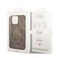 Guess PU Leather 4G Classic and Stylish Case with Big Metal Logo iPhone 14 Pro Max Compatibility - Brown