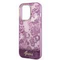 Guess PC/TPU IML Case with Double Layer Electroplated Camera Outline & Toile De Jouy iPhone 14 Pro Compatibility - Fuchsia