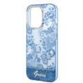 Guess PC/TPU IML Case with Double Layer Electroplated Camera Outline & Toile De Jouy iPhone 14 Pro Compatibility - Blue