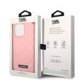 Karl Lagerfeld Case with 3D Rubber Monogram Pattern & Metal Plate Logo iPhone 14 Pro Max Compatibility - Pink