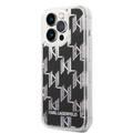 Karl lagerfeld Liquid Glitter Case Monogram Pattern & Multicolor Glitter iPhone 14 Compatibility - Black