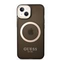 Guess Magsafe Compatibility Case with Translucent Gold Outline iPhone 14 Compatibility - Black