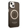 Guess Magsafe Compatibility Case with Translucent Gold Outline iPhone 14 Compatibility - Black