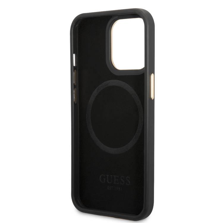 Guess Magsafe Compatibility 4G PU Case with Metal Plate LogoiPhone 14 Pro Max Compatibility - Black