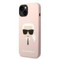 Karl Lagerfeld Liquid Silicone Case with Karl Head Logo iPhone 14 Plus Compatibility - Pink