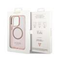 Guess Magsafe Compatibility Case with Translucent Gold Outline iPhone 14 Pro Max Compatibility - Pink
