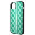 Karl Lagerfeld Grained PU Leather Case with Monogram Pattern & Vertical Logo iPhone 14 Plus Compatibility - Green