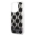 Karl lagerfeld Liquid Glitter Case Monogram Pattern & Multicolor Glitter iPhone 14 Pro Compatibility - Black