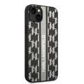 Karl Lagerfeld Grained PU Leather Case with Monogram Pattern & Vertical Logo Compatble iPhone 14 Plus Compatibility - Gray