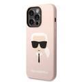 Karl Lagerfeld Liquid Silicone Case with Karl Head Logo iPhone 14 Pro Max Compatibility - Pink