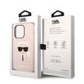 Karl Lagerfeld Liquid Silicone Case with Karl Head Logo iPhone 14 Pro Compatibility - Pink