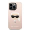 Karl Lagerfeld Liquid Silicone Case with Karl Head Logo iPhone 14 Pro Compatibility - Pink