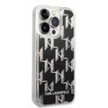 Karl lagerfeld Liquid Glitter Case Monogram Pattern & Multicolor Glitter iPhone 14 Pro Compatibility - Silver