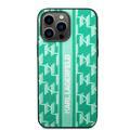 Karl Lagerfeld Grained PU Leather Case with Monogram Pattern & Vertical Logo Compatble iPhone 14 Pro Max Compatibility - Green