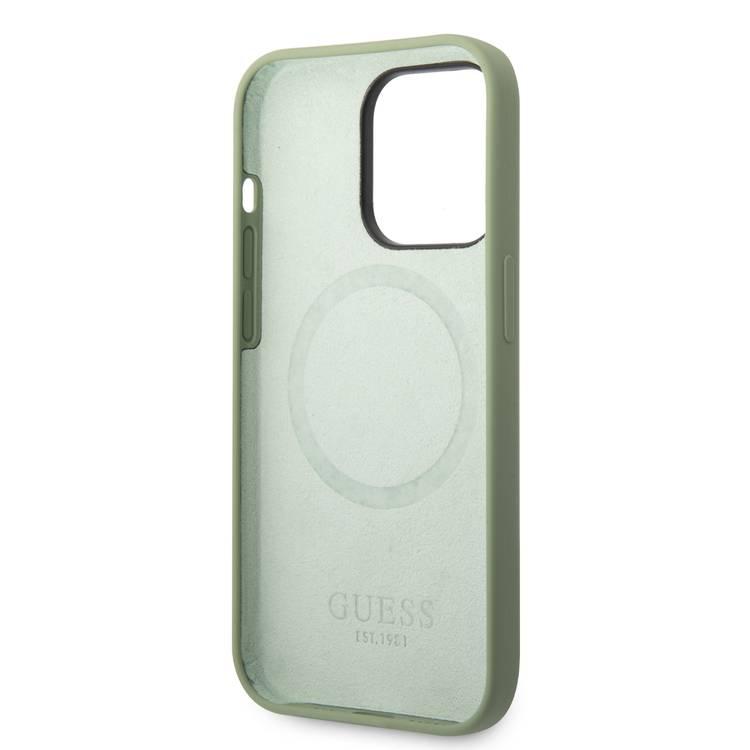 Guess Magsafe Compatibility Silicone Case with Metal Plate LogoiPhone 14 Pro Compatibility - Kaki