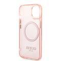 Guess Magsafe Compatibility Case with Translucent Gold Outline iPhone 14 Plus Compatibility - Pink