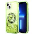 Karl Lagerfeld Liquid Glitter Case Silicone Round RSG Logo Ultra-Thin iPhone 14 Compatibility - Yellow