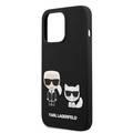 Karl Lagerfeld Magsafe Compatibility Liquid Silicone Case with Karl & Choupette Body iPhone 14 Pro Compatibility - Black
