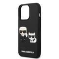 Karl Lagerfeld Silicone Case with 3D Karl & Choupette Protector iPhone 14 Pro Compatibility - Black