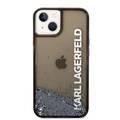 Karl Lagerfeld Liquid Glitter Elong Silicone Case Protector Compatible with iPhone 14 - Black