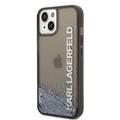Karl Lagerfeld Liquid Glitter Elong Silicone Case Protector Compatible with iPhone 14 - Black