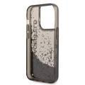 Karl Lagerfeld Liquid Glitter Elong Silicone Case Protector Compatible with iPhone 14 Pro - Black