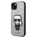 Karl Lagerfeld Glitter Flakes Case with Ikonik Patch Shockproof iPhone 14 Plus Compatibility - Silver
