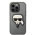 Karl Lagerfeld PU Saffiano Case with Karl Head Patch Ultra-Thin iPhone 14 Pro Compatibility - Silver