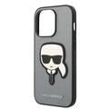 Karl Lagerfeld PU Saffiano Case with Karl Head Patch Ultra-Thin iPhone 14 Pro Compatibility - Silver