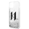 Karl Lagerfeld Liquid Glitter Silicone Case Big KL Logo Protector iPhone 14 Plus Compatibility - Silver