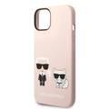 Karl Lagerfeld Magsafe Compatibility Liquid Silicone Case with Karl & Choupette Body iPhone 14 Compatibility - Pink