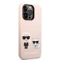 Karl Lagerfeld Magsafe Compatibility Liquid Silicone Case with Karl & Choupette Body iPhone 14 Pro Compatibility - Pink