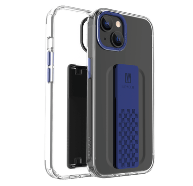 Levelo Graphia IMD Clear Case with Extra Grip Bumper Protection iPhone 14 Plus Compatibility - Blue